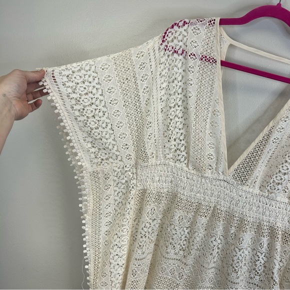 Xhilaration Womens XL Cream Crotchet Lace Cover-Up Boho Top Mesh Beachy Swim - Picture 5 of 11